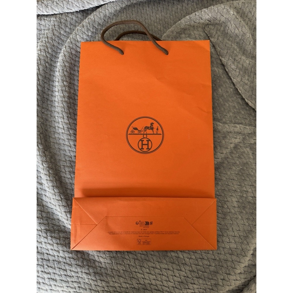 Authentic Hermes Orange Paper Gift Bag Medium Size‎ 17" x 11" x 3.5" - Picture 2 of 2